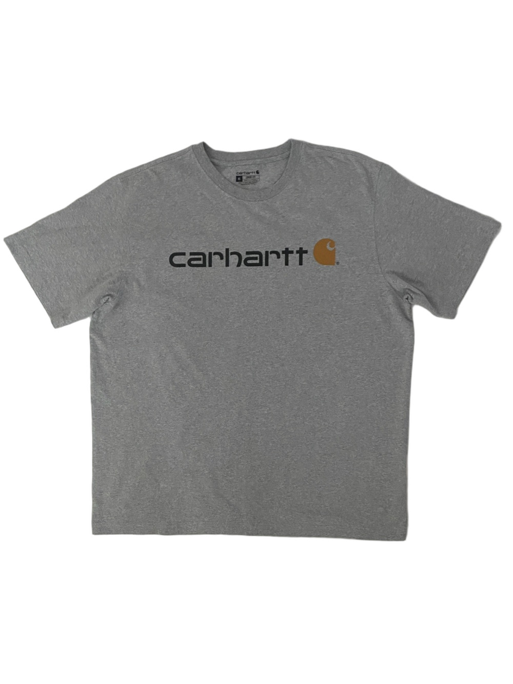 Carhartt Gray Short-Sleeve Tee with Gold Logo, Size XL